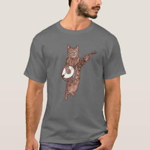 T-shirt Banjo Cat ! Funny Bluegrass Country Folk Music Vin