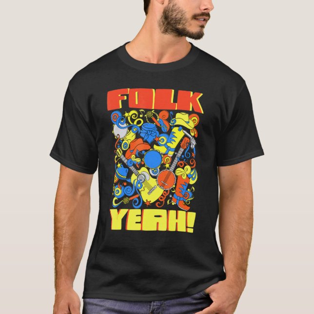 T-shirt Banjo Guitar Player Folk Ouais (Devant)