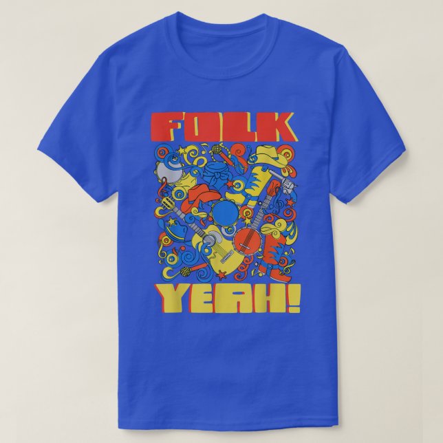 T-shirt Banjo Guitar Player Folk Yeah  (Design devant)