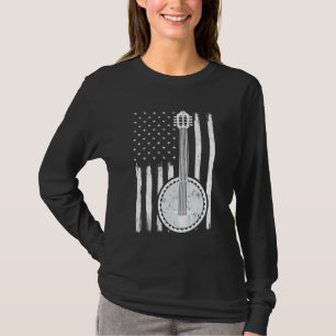 T-shirt Banjo Music American Flag Banjo Guitare
