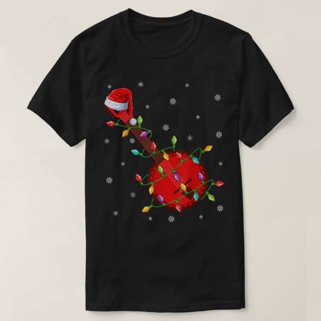 T-shirt Banjo Music Lover Xmas Lights Père Noël Banjo Chri (Design devant)