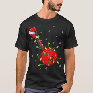 T-shirt Banjo Music Lover Xmas Lights Père Noël Banjo Chri