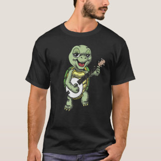 T-shirt Banjo Picking Turtle Cute Terrapin Music Graphique