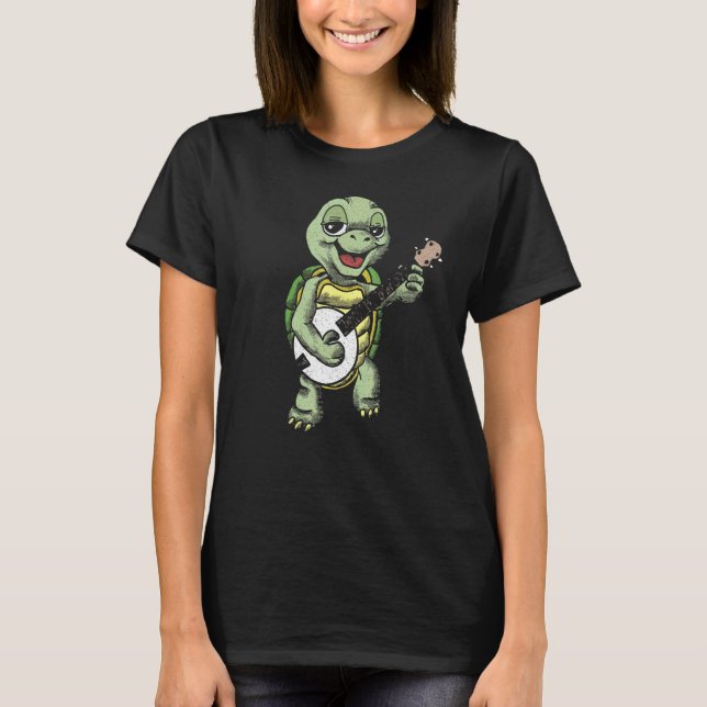 T-shirt Banjo Picking Turtle Cute Terrapin Music Graphique (Devant)