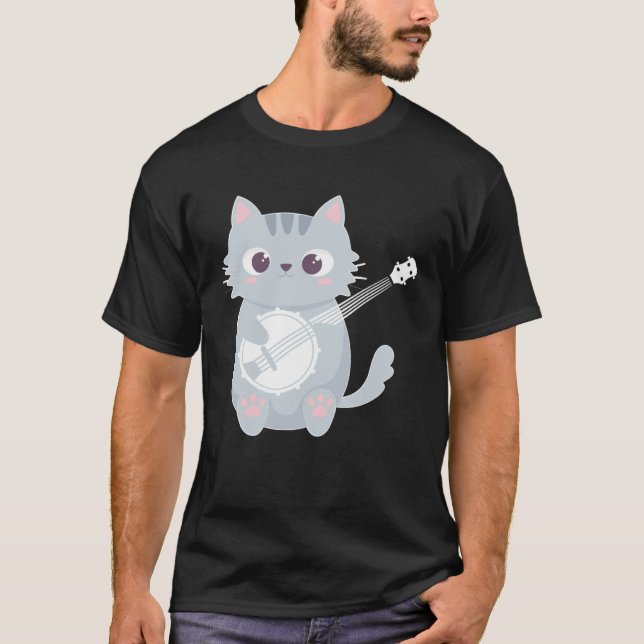T-shirt Banjo Player Cat Banjo  Banjoist Banjo  1 (Devant)