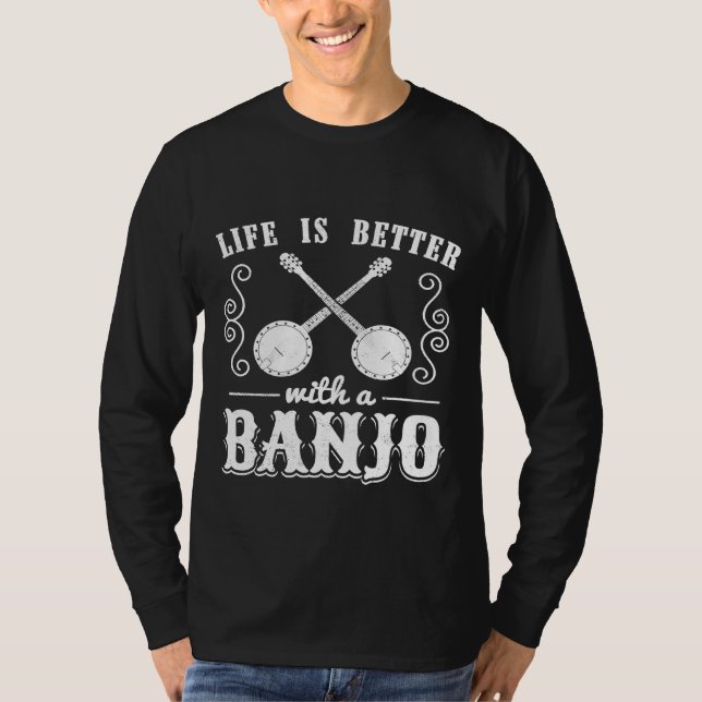 T-shirt Banjo Ukulele Life is Better With Banjo (Devant)