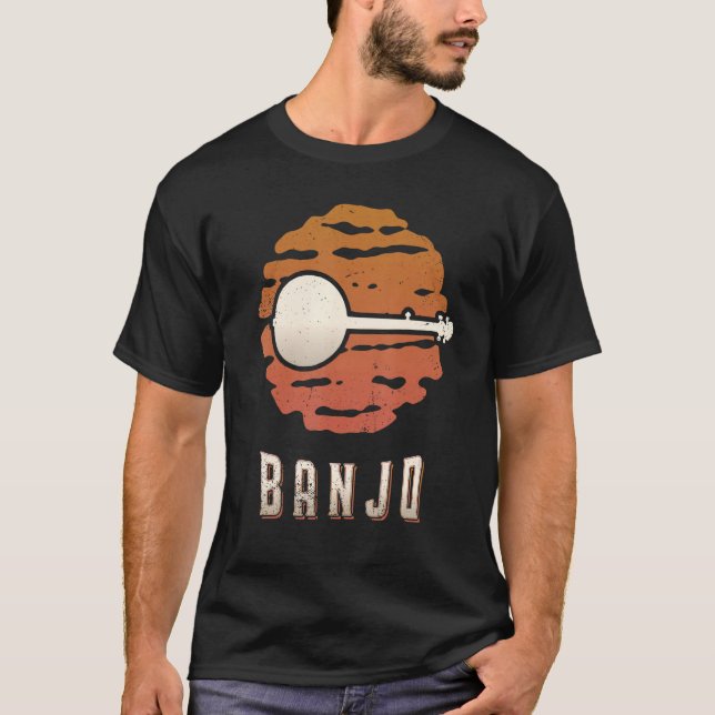 T-shirt Banjo Vintage Retro Classic Sunset Music (Devant)