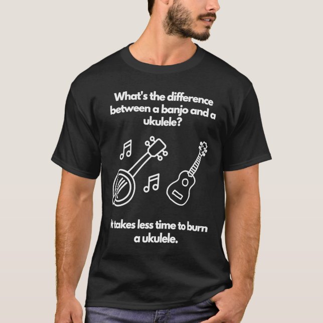 T-shirt Banjo vs ukulele Ukulele prend moins de temps à br (Devant)
