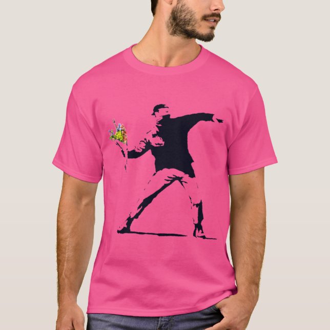 T-shirt Banksy Flowerhrow family (Devant)