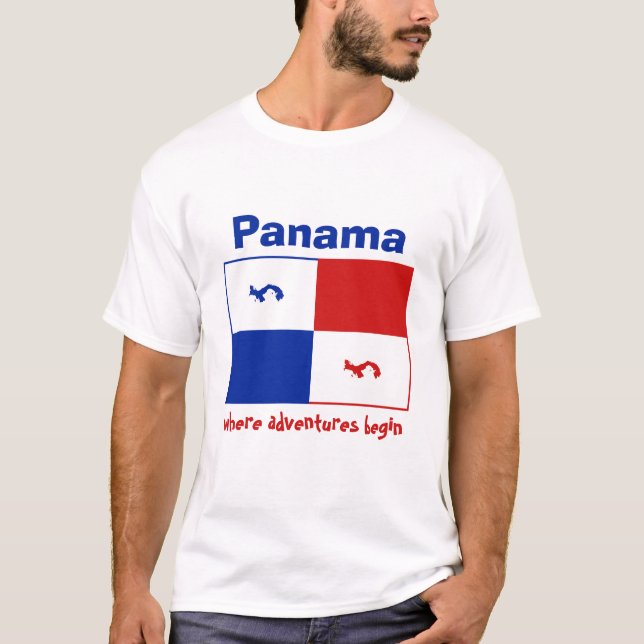 T-Shirt Bannière + Carte + Texte Panama (Devant)