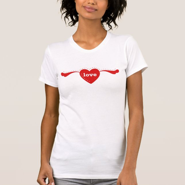 T-shirt Bannière Coeur Rouge Votre Texte (Devant)