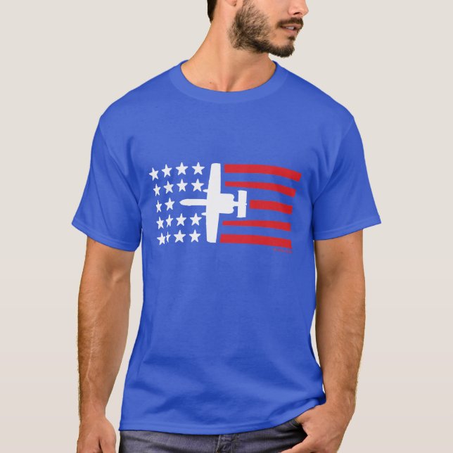 T-shirt Bannière étoilée de jet d'attaque d'A-10 Warthog (Devant)