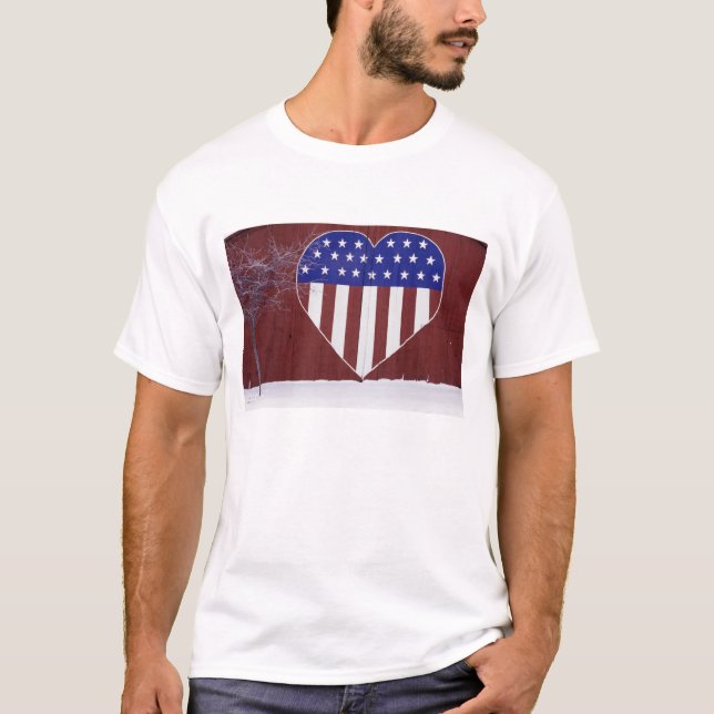 T-shirt Bannière étoilée en forme de coeur (Devant)