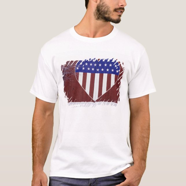 T-shirt Bannière étoilée en forme de coeur (Devant)