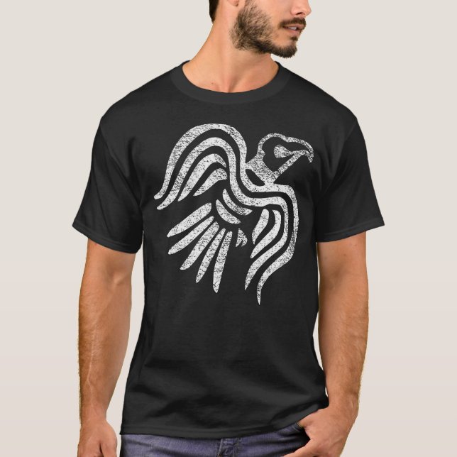 T-shirt Bannière Norse Raven Viking Drapeau Scandinave (Devant)