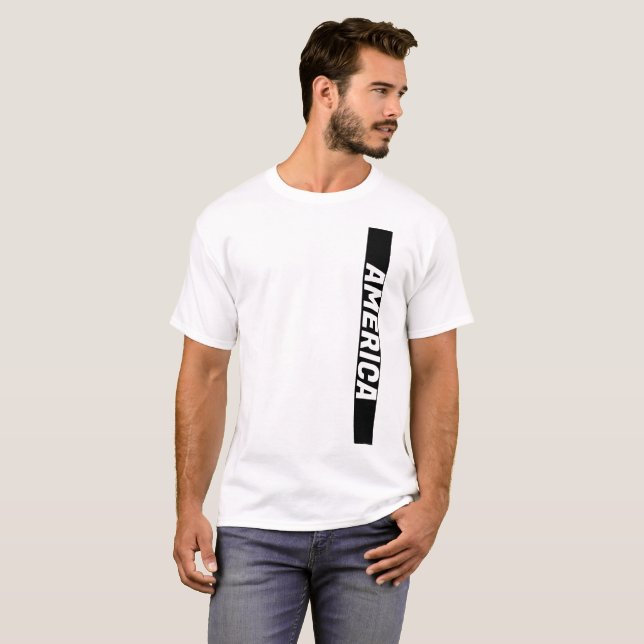 T-shirt bannière verticale noire personnalisable (Devant entier)