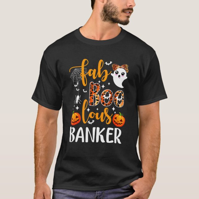 T-shirt Banquier Fabole Halloween Costume Banquier Teller  (Devant)