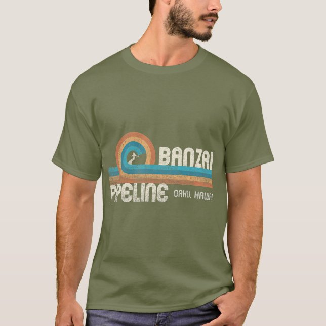 T-shirt Banzai Pipeline 80s Graphic North Shore Hawaii (Devant)