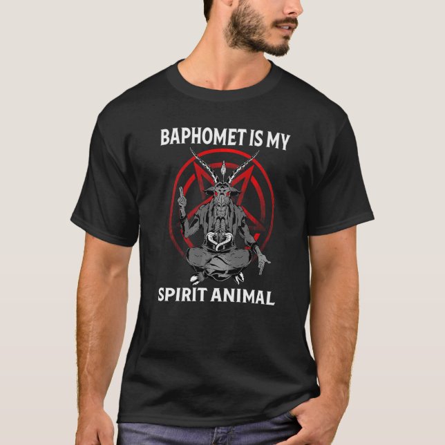 T-shirt Baphomet Est Mon Esprit Animal Satan Pentagram Ath (Devant)