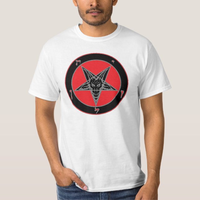 T-shirt Baphomet (noir, rouge et gris) (Devant)