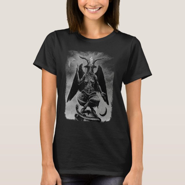 T-shirt Baphomet Occult Satanic Gothic Satan Goat Head 666 (Devant)