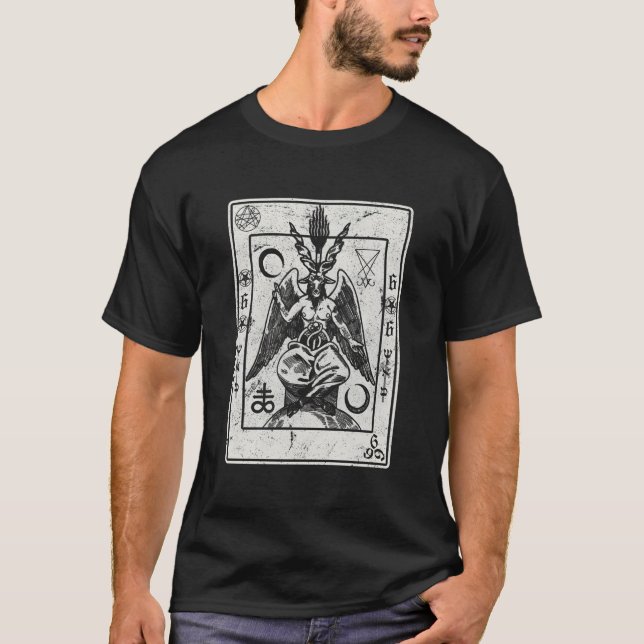 T-shirt Baphomet Occulte Satan Head Devil Tarot Card (Devant)