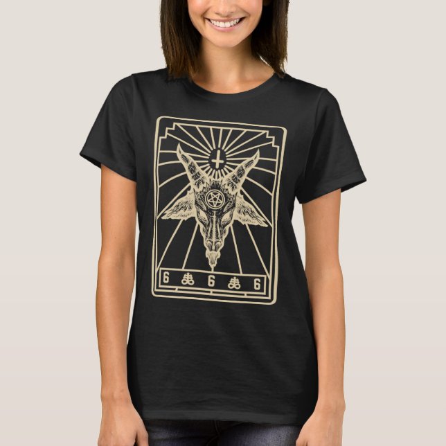 T-shirt Baphomet Tarot Inverted Cross Leviathan Cross Goat (Devant)