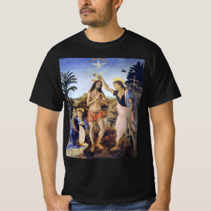 T-shirt Baptême du Christ par Verrocchio, Léonard de Vinci