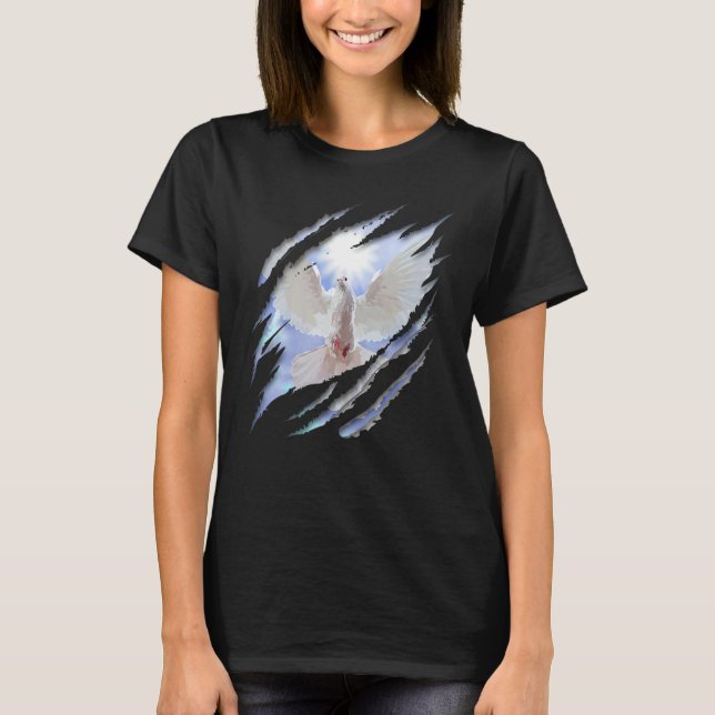 T-shirt Baptême Saint-Esprit La colombe blanche Baptisé ch (Devant)