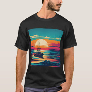 T-shirt bar achillée lune graphique vintage sauvage nuit