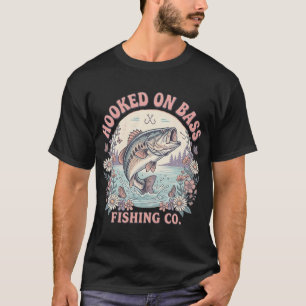 T-shirt Bar bass à grande bouche floral Vintage Fishing Co