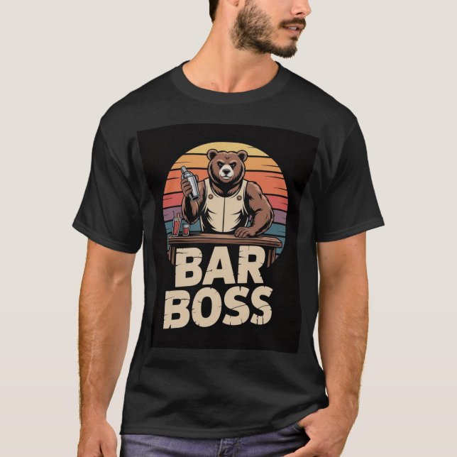 T-shirt Bar Boss Bear Bartender Shirt (Devant)