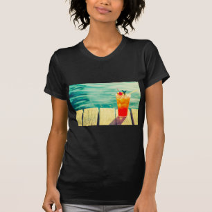 T-shirt Bar de piscine à coucher de soleil rétro