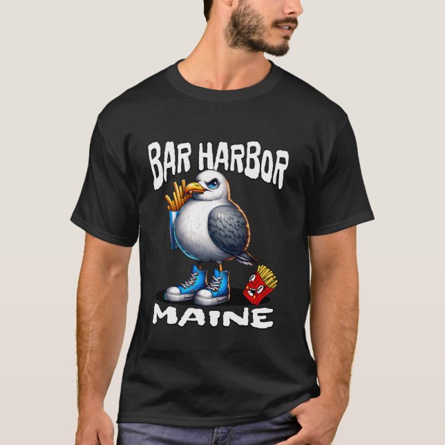 T-shirt Bar Harbor Maine Funny Seagull French Fries Souven (Devant)