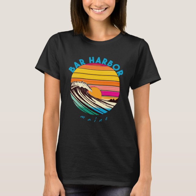 T-shirt Bar Harbor Retro 1980s Beach Style Maine (Devant)