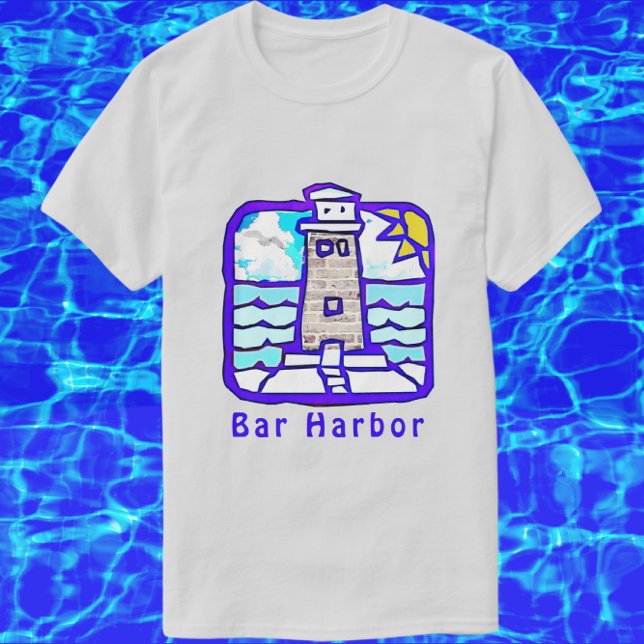 T-shirt Bar Harbour Maine Lighthouse Ocean Waves Shirt (Créateur téléchargé)