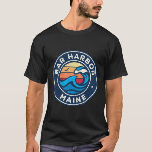 T-shirt Bar Harbour Maine Me Vintage Nautique Waves Design
