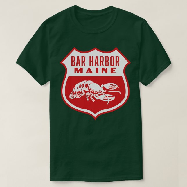 T-shirt Bar Harbour Maine Retro Shield Blanc (Design devant)