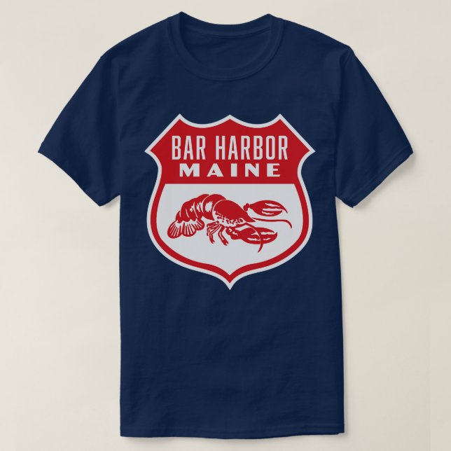 T-shirt Bar Harbour Maine Retro Shield Red (Design devant)