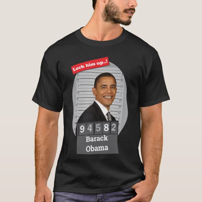 T-shirt BARACK OBAMA 🤣 Drôle Mugshot La nouveauté Le verr (Devant)