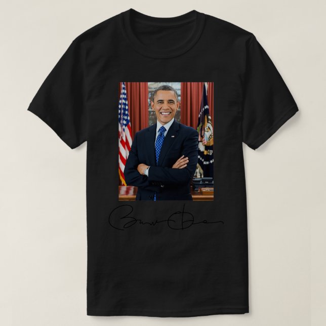 T-shirt Barack Obama Signature and Portrait  (Design devant)