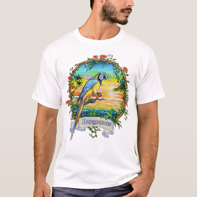 T-shirt Barbade Antilles Vintage Tropical Parrot Vacat (Devant)