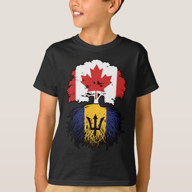 T-shirt Barbade Barbadien Canadian Canada Tree Roots Drape (Devant)