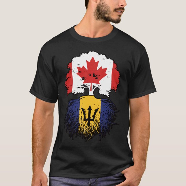 T-shirt Barbade Barbadien Canadian Canada Tree Roots Drape (Devant)