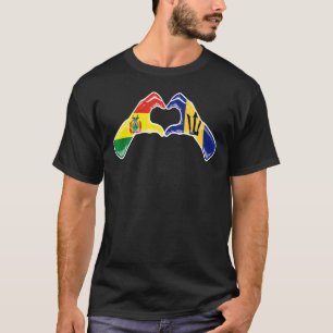 T-shirt Barbade Bolivie Drapeau Barbadien Bolivie Coeur