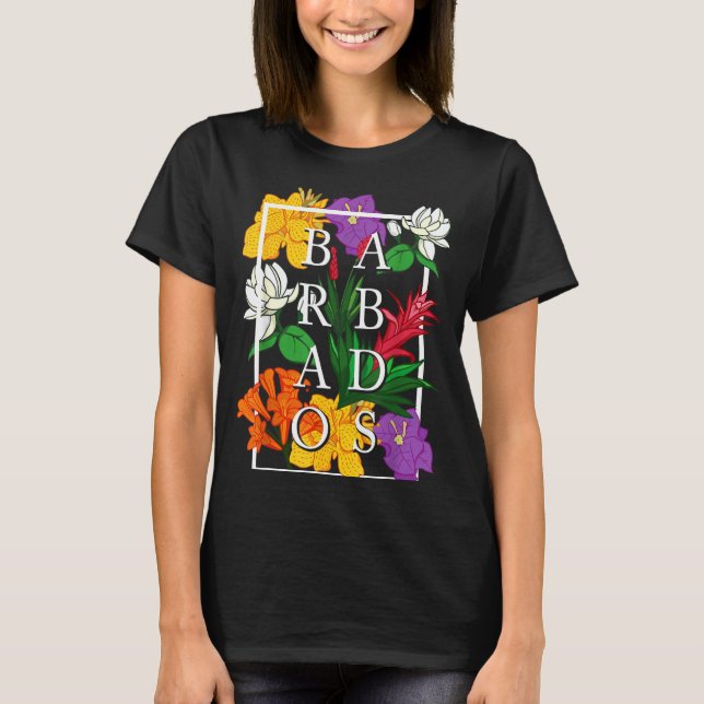 T-shirt Barbados Bajan Wildflower Pride Floral  (Devant)