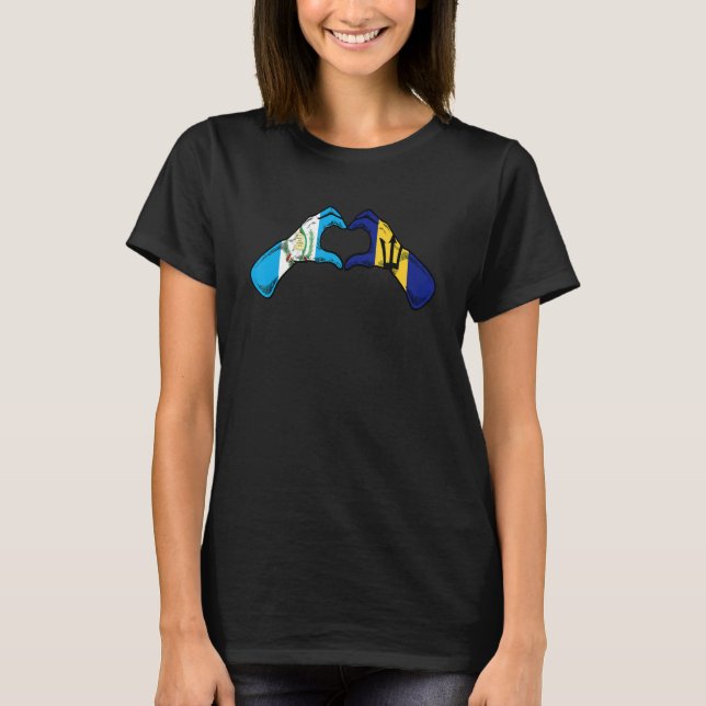 T-shirt Barbados Guatemala Flag Barbadian Guatemalan Heart (Devant)