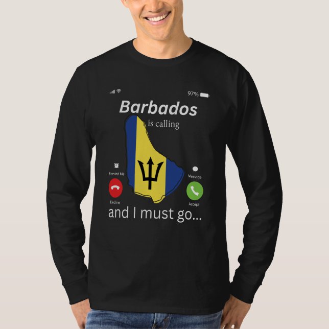 T-shirt Barbados Is Calling and I Must Go Barbados Map And (Devant)