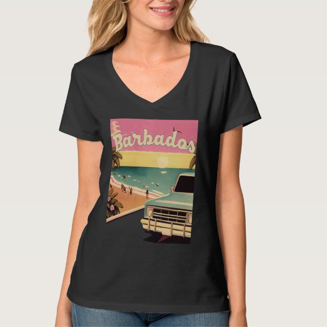 T-shirt Barbados Retro Beach Vacation Graphics Barbados Su (Devant)