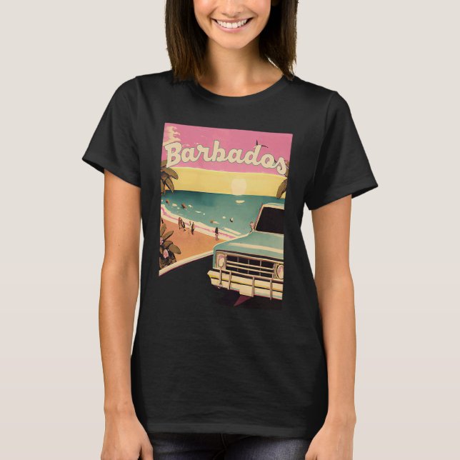 T-shirt Barbados Retro Beach Vacation Graphics Barbados Su (Devant)